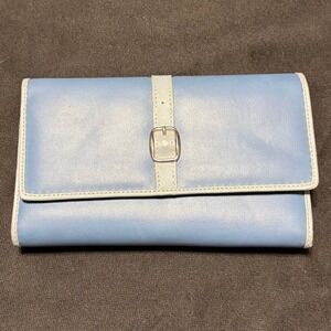 Relic Blue Checkbook Organizer Wallet Removable Insert Snap Closure Faux Leather